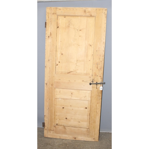 58 - Antique 2 panel internal pine door with latch fitting approx. 188cm x 82cm