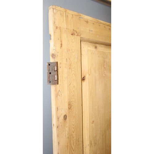 58 - Antique 2 panel internal pine door with latch fitting approx. 188cm x 82cm