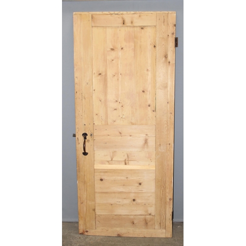 58 - Antique 2 panel internal pine door with latch fitting approx. 188cm x 82cm