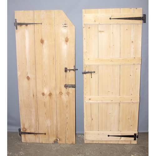 59 - 2 vintage internal pine doors with fittings largest approx. 179cm x 76cm