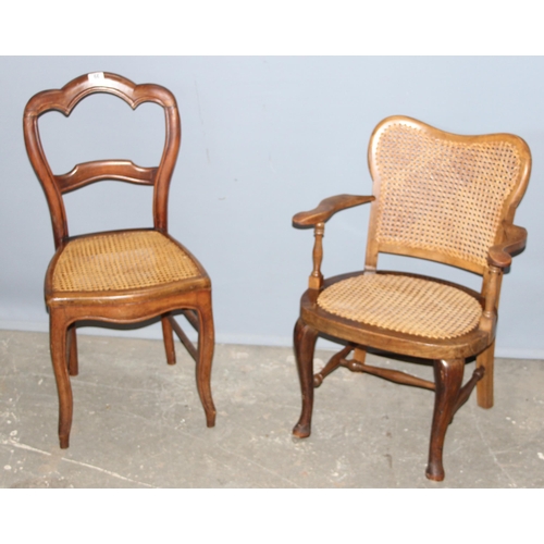 66 - 2 antique wooden framed and bergere seated chairs