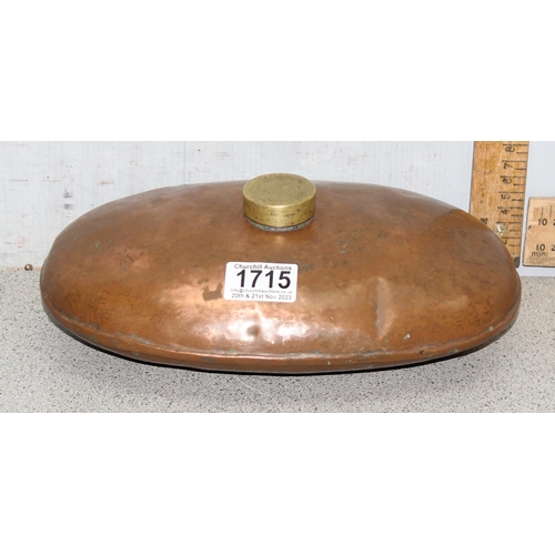 1715 - A vintage copper hot water bottle, approx 28cm wide