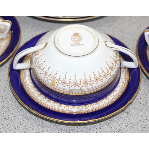 1723 - Large Royal Worcester 'Regency' dinner service with cobalt blue & gold gilt decoration