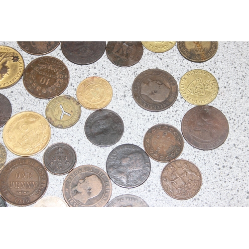 1249 - A qty of assorted interesting antique and later copper and other coins, medallions and tokens, to in... 