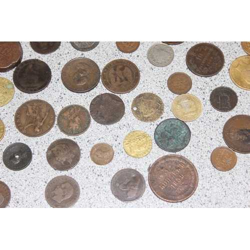 1249 - A qty of assorted interesting antique and later copper and other coins, medallions and tokens, to in... 