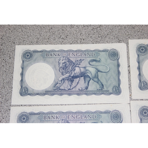 1261 - Great Britain Banknotes, A run of 6 consecutive serial numbered Five (£5) Pounds banknotes- O'Brien ... 