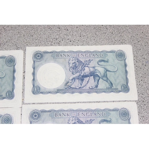 1261 - Great Britain Banknotes, A run of 6 consecutive serial numbered Five (£5) Pounds banknotes- O'Brien ... 