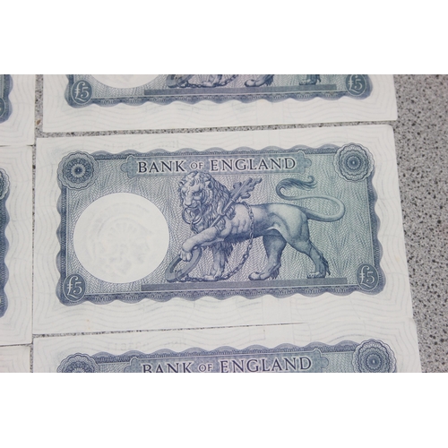 1261 - Great Britain Banknotes, A run of 6 consecutive serial numbered Five (£5) Pounds banknotes- O'Brien ... 