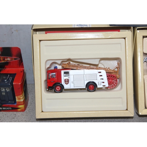 1571 - 2 boxed Corgi fire engines, Dr Who, Star Wars and Star Trek figures etc