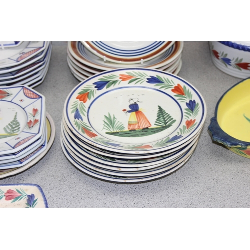 1813 - Qty. of vintage Quimper pottery to include plates, oil bottles & trays