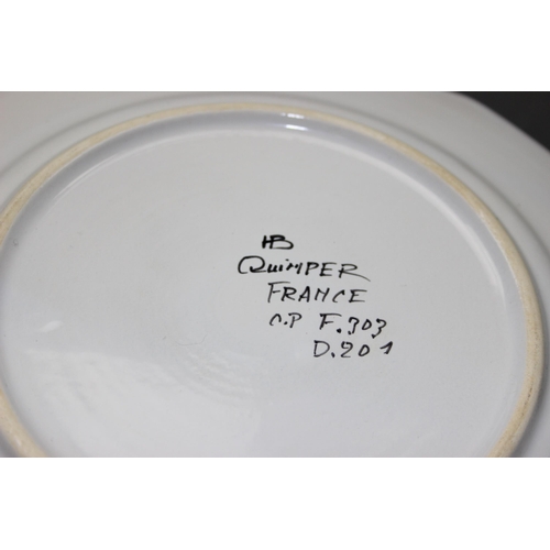 1813 - Qty. of vintage Quimper pottery to include plates, oil bottles & trays