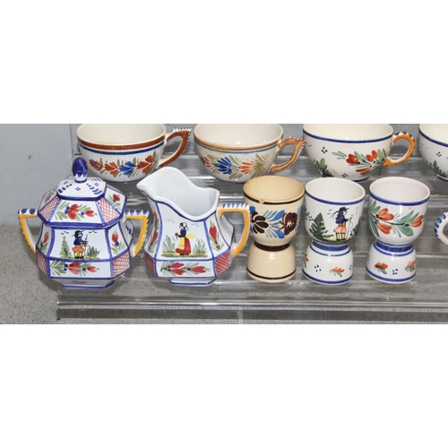 1814 - Qty of vintage Quimper pottery to include vases, soup bowls & meat platter