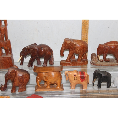 1816 - Qty of carved wooden elephant models