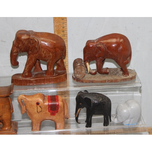 1816 - Qty of carved wooden elephant models