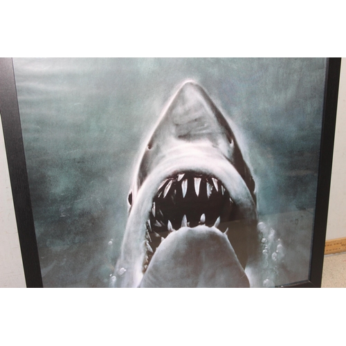 462A - Jaws - a large framed reproduction film poster, approx 96cm x 66cm