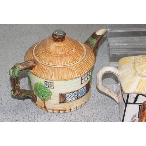 1805A - Qty of cottage ware teapots, biscuit barrels, butter dishes and milk jugs