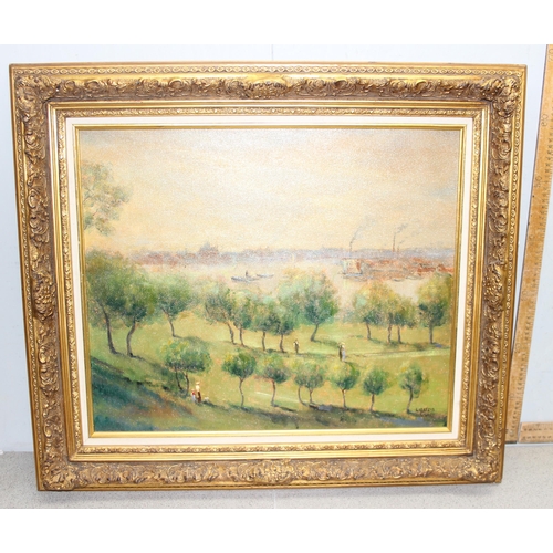 419A - 2 x paintings: Lipstein (XX), oil on canvas of a landscape scene, signed lower right, in gilt frame,... 