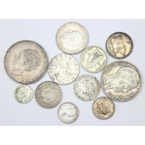 1242 - Qty of assorted mixed world silver coins, all c.0.800 grade silver, approx 89.64g gross