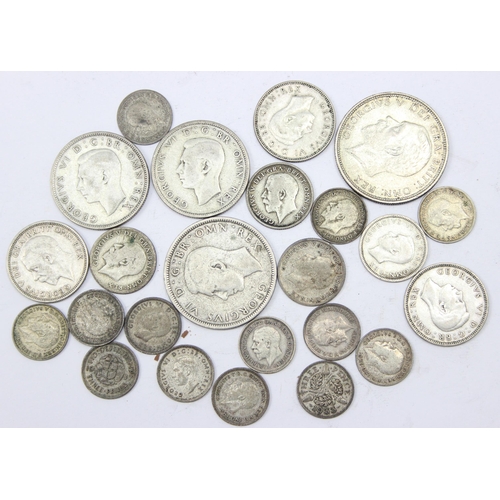 1244 - Qty of assorted British silver coins, all 0.500 silver, Half Crowns to 3d coins, approx 95.86g gross