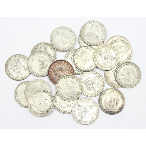 1266 - 22 assorted 0.500 silver British shilling coins, George V & George VI, approx 122.07g gross, some in... 