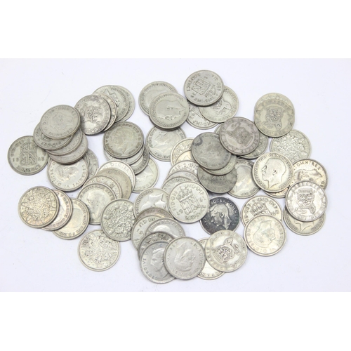 1268 - 65 assorted 0.500 silver British sixpence coins, George V & George VI, approx 178.76g gross, some in... 