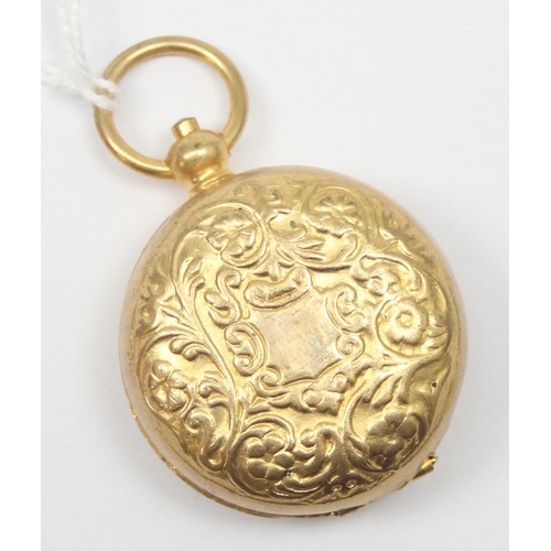 1273 - An antique gilt metal sovereign coin case with acanthus scrolled decoration