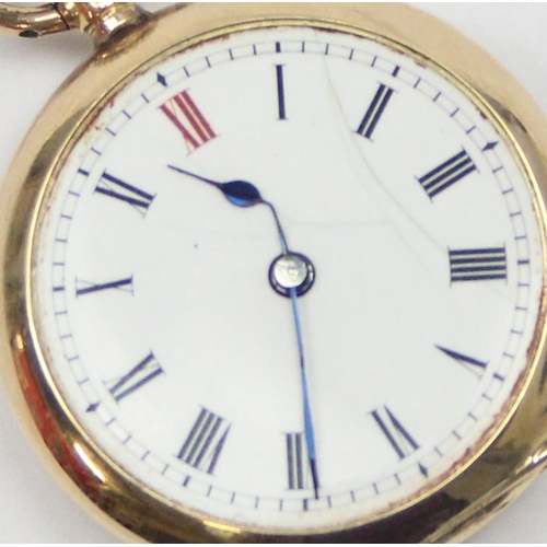 1347 - An antique Swiss 14ct gold cased fob watch with unusual enamel flower to the reverse, likely late 19... 