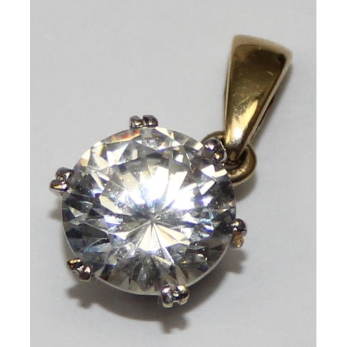 2393 - A 9ct gold and white stone pendant with matching stud earrings, all marked 375 and XRF confirmed, ap... 