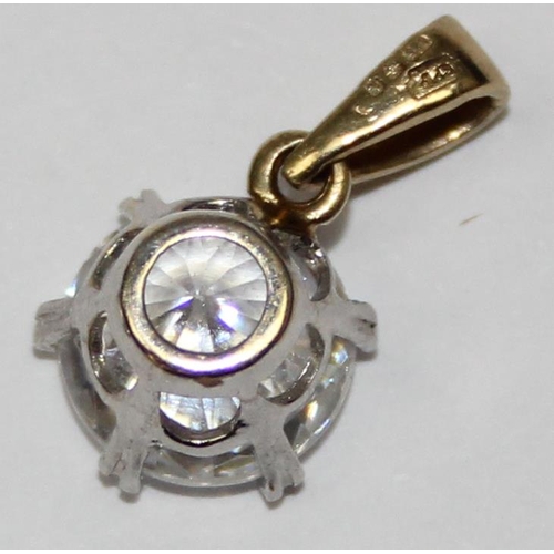 2393 - A 9ct gold and white stone pendant with matching stud earrings, all marked 375 and XRF confirmed, ap... 