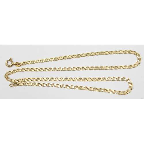 2417 - A heavy gauge 9ct yellow gold necklace with flattened links, marked 9k and XRF confirmed, approx 46c... 