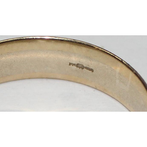 2420 - A large 9ct two tone gold band ring, marked and XRF confirmed, approx size Y, approx 4.56g gross