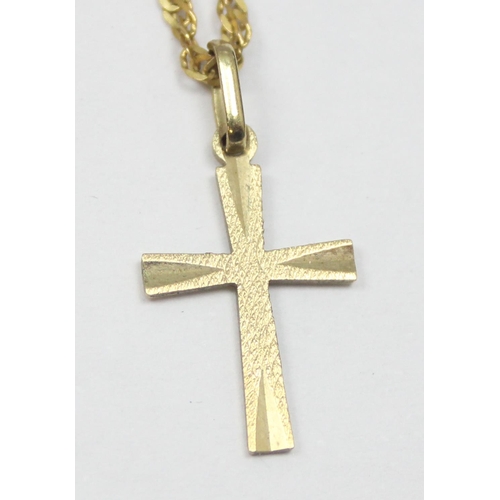 2426 - An Italian 9ct gold crucifix pendant on chain, marked 375 and XRF confirmed, approx 44cm long, appro... 