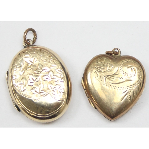 2447 - 2 vintage 9ct gold front and back lockets, approx 7.03g gross