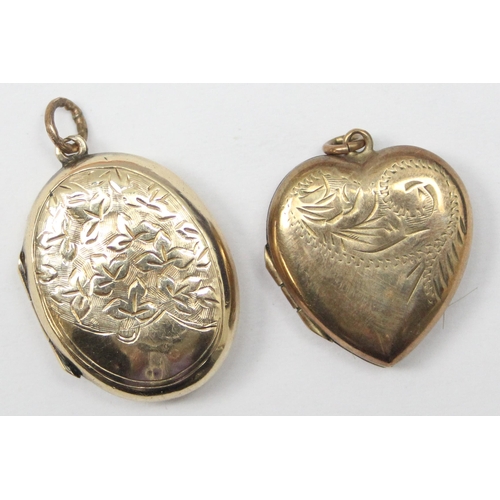 2447 - 2 vintage 9ct gold front and back lockets, approx 7.03g gross