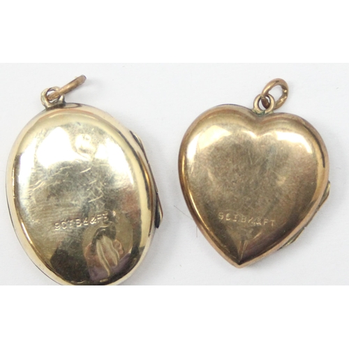 2447 - 2 vintage 9ct gold front and back lockets, approx 7.03g gross