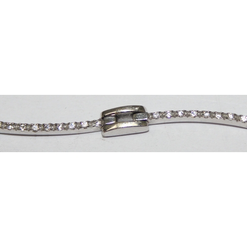 2452 - A retro style 18ct white gold and diamond set bracelet, marked and XRF confirmed, approx 20cm long, ... 