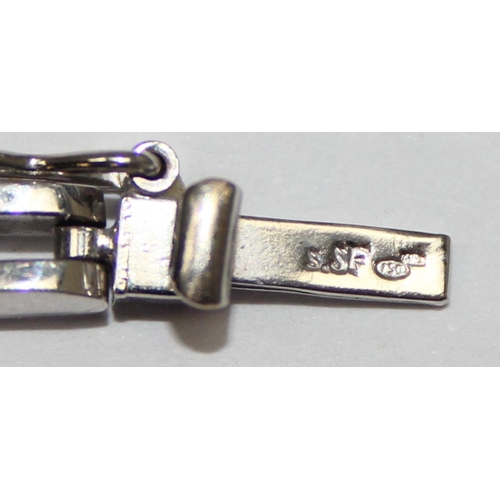 2452 - A retro style 18ct white gold and diamond set bracelet, marked and XRF confirmed, approx 20cm long, ... 