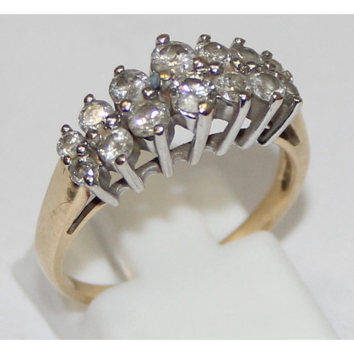 2456 - A vintage Italian 9ct gold and diamond cluster ring, marked and XRF confirmed, approx size N, approx... 