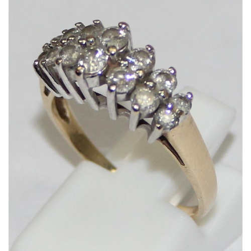 2456 - A vintage Italian 9ct gold and diamond cluster ring, marked and XRF confirmed, approx size N, approx... 