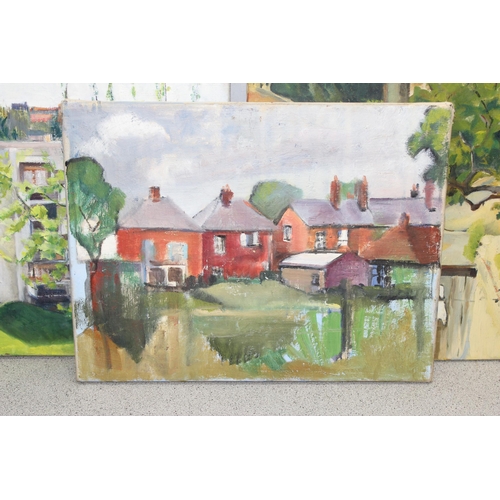 498 - Joyce Williams (British XX), 3 mid-century oil on canvas landscapes, unsigned but annotated verso, t... 