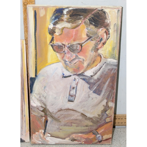 499B - Joyce Williams (British XX), 4 mid-century oil on canvas and board portrait paintings of the same ge... 