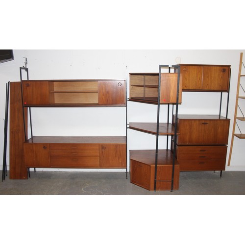 1 - A retro mid-century Avalon modular wall unit comprising of 2 flat sections, a corner section and var... 