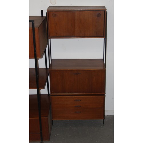 1 - A retro mid-century Avalon modular wall unit comprising of 2 flat sections, a corner section and var... 