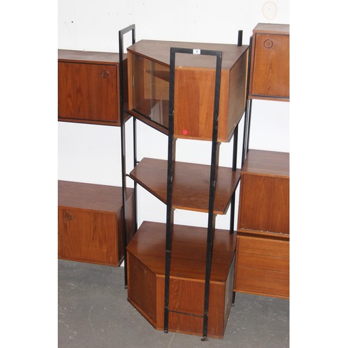 1 - A retro mid-century Avalon modular wall unit comprising of 2 flat sections, a corner section and var... 