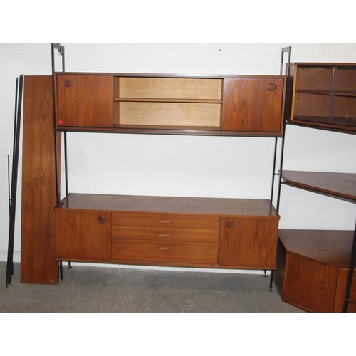 1 - A retro mid-century Avalon modular wall unit comprising of 2 flat sections, a corner section and var... 