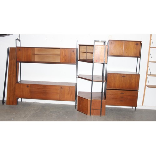 1 - A retro mid-century Avalon modular wall unit comprising of 2 flat sections, a corner section and var... 