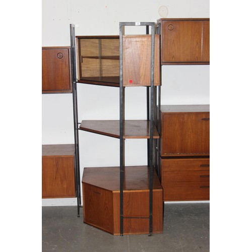 1 - A retro mid-century Avalon modular wall unit comprising of 2 flat sections, a corner section and var... 