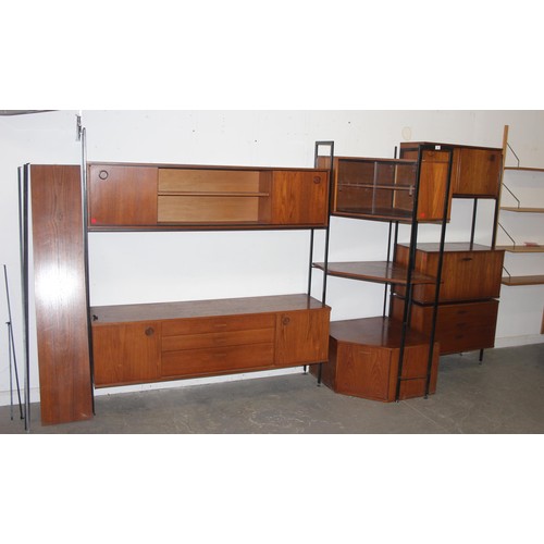 1 - A retro mid-century Avalon modular wall unit comprising of 2 flat sections, a corner section and var... 