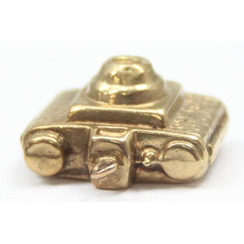 2310 - A vintage 9ct gold pendant or charm formed as a 1960's camera, marked and XRF confirmed, approx 0.88... 