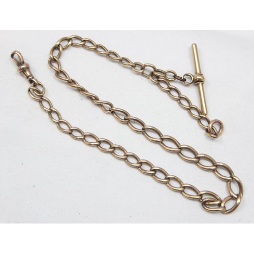 2383 - An antique 9ct gold open link Albert watch chain, each link marked and XRF confirmed, approx 34cm lo... 